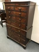 A George III mahogany eight drawer double chest,
