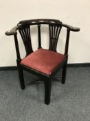 A Georgian oak corner chair,