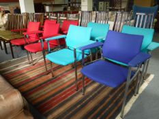 Eight Danish chrome framed office armchairs by Fritz Hansen