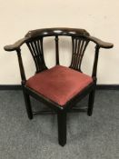 A Georgian oak corner chair,