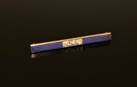 An Art Deco diamond and enamel bar brooch