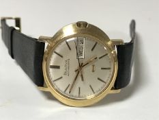 A scarce 9ct gold Bulova Accuquartz wristwatch,