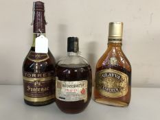Three bottles of alcohol; Torres Fontenac Reserva Especial Imperial Brandy 70cl,