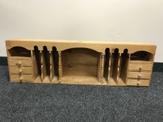 A pine correspondence shelf fitted six drawers