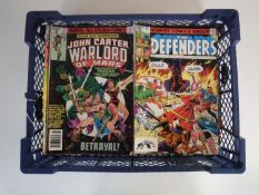 A basket containing approximately sixty 1970's and later Marvel comics
