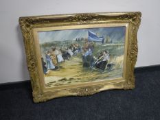 A James A Charlton oil on board, Pulling in the life boat,