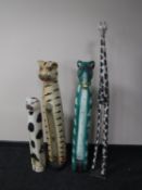 Four wooden animal figures