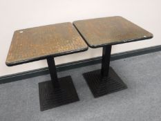 Five bar tables on metal legs
