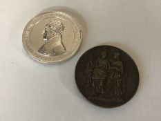 Two 19th century medallions; the first in silver, Buergermeister of Bramen 1821 to 1846,