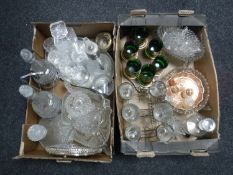 Two boxes of assorted glass ware