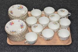 Three trays of Royal Worcester Roanoke tea china, other tea china including Colclough,