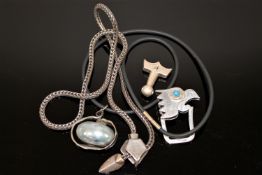 A collection of heavy silver jewellery