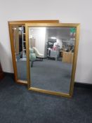 A pine framed mirror and a gilt framed mirror