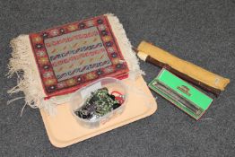 A tray of Dolmetsch recorder, boxed Hohner Rheingold harmonica,