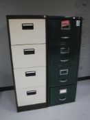 Two four drawer metal filing cabinets