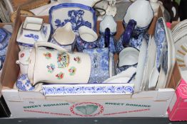 A box of Ringtons blue and white china,