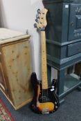 A 1970's Japanese copy of a Fender Precision bass guitar