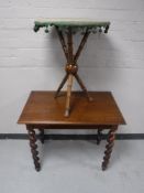 A carved oak occasional table,