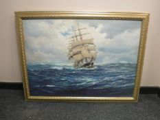 An artagraph edition depicting a boat in stormy seas