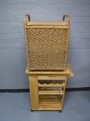 A wicker basket,