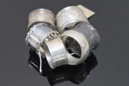 Six silver napkin rings (6)