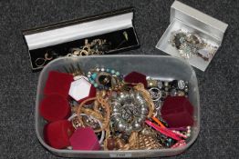 A box of various costume jewellery