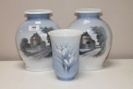 A pair of Royal Copenhagen vases, height 22cm,