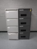 Five metal filing cabinets,
