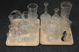 Two trays of 20th century crystal