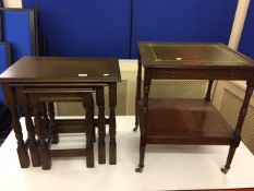 A nest of oak tables,