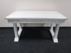 A carved painted pine altar table