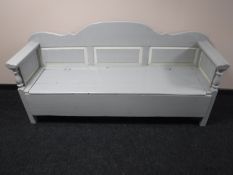 A 19th century painted pine settle