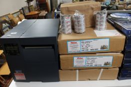 A Data Max W Class printer together with thermal transfer ribbon and three boxes of labels etc.