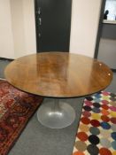 A mid 1970's Scandinavian Arkana circular table on aluminium pedestal, diameter 120 cm.