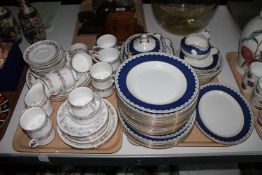Approximately forty pieces of Bisto blue and gilt dinner ware,