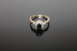 A 9ct gold sapphire cluster ring