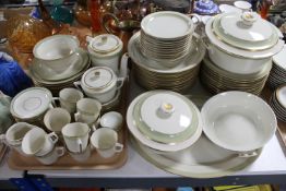A tray of Royal Copenhagen gilded tea and dinner ware