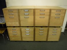 Eight light beech office drawers