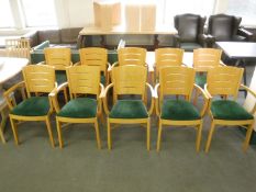 A set of ten beech cafe chairs,
