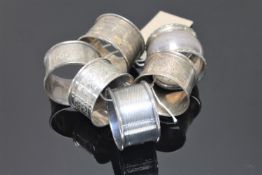 Six silver napkin rings (6)