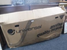 A boxed boy's universal mountain bike