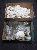 Three boxes of glass ware, tea china,