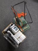 A box containing JVC micro hifi system, Panasonic VCR,