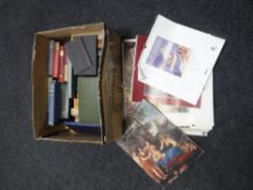 A box of twentieth century books including poems, the works of Goldsmith, Penguin novels etc,
