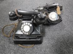 Two Bakelite telephones