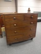 A Victorian mahogany bow-fronted five drawer chest