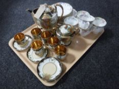 A tray of eighteen pieces of Mayfair crown china tea ware together with a fifteen piece Oriental