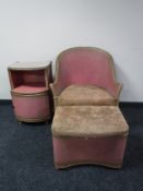 A pink loom basket chair,