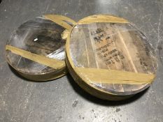 Eight oak whiskey barrel lids