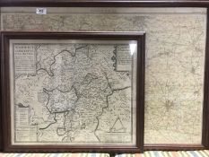 A framed Bartholomew map - Warwickshire and one other of Warwickshire in the 16th century